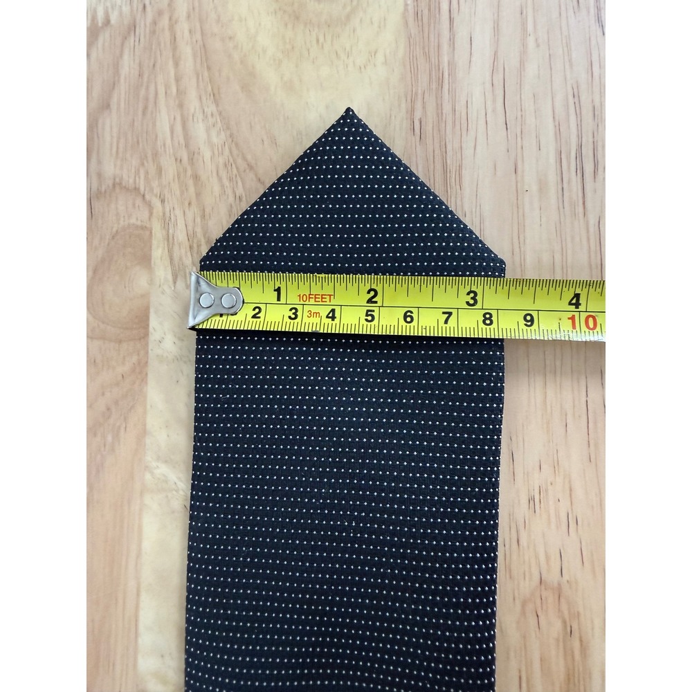 Awearness Kenneth Cole Mens Silk Tie Extra Long Black White Pindot Micro Dot 63" - Picture 5 of 6